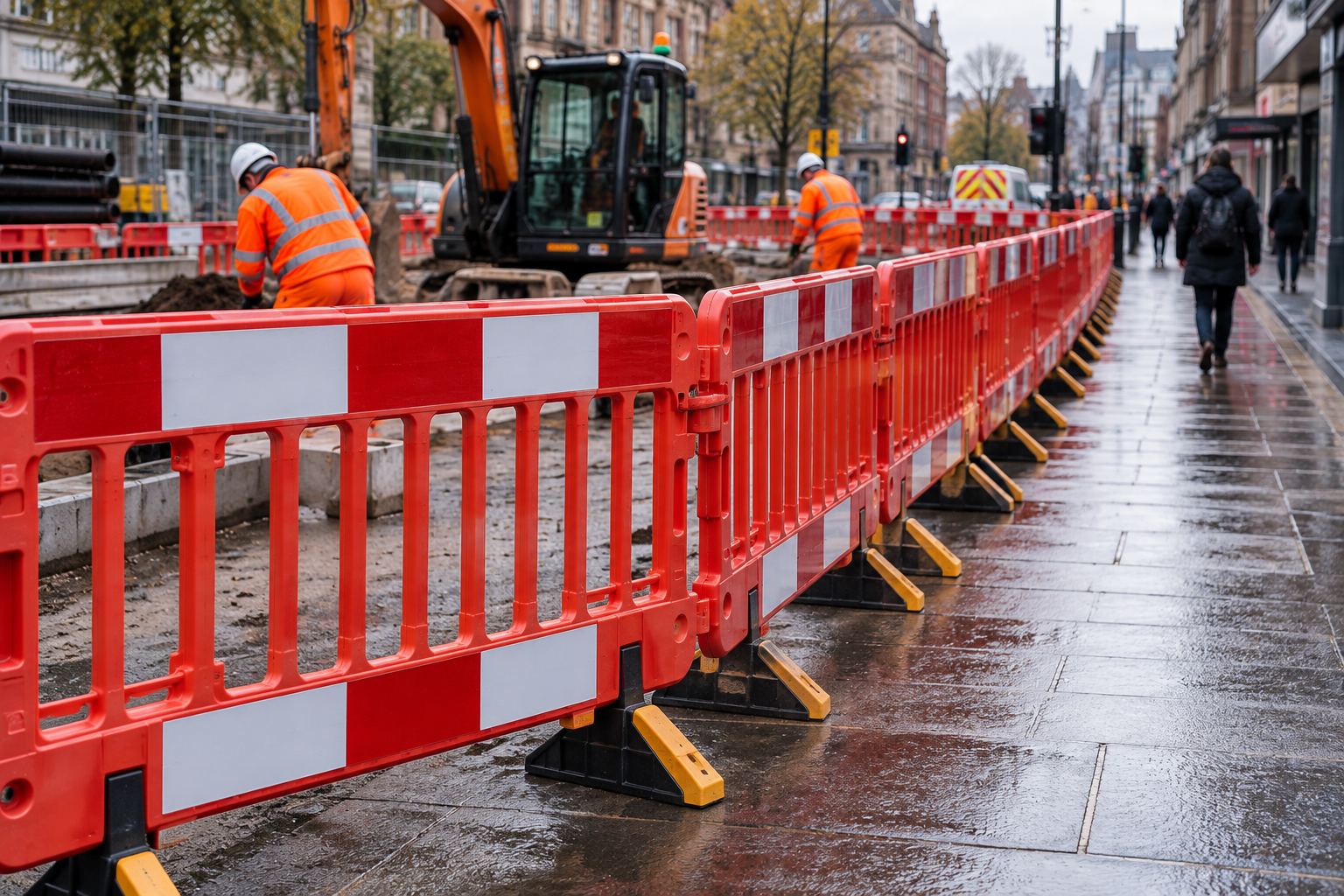 Barriers around traffic management works