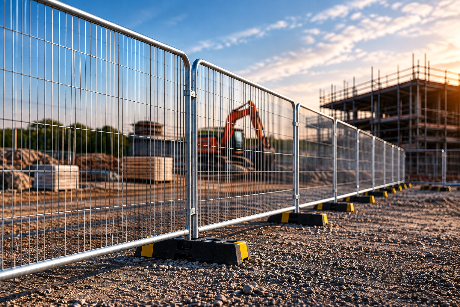 Temporary Heras fencing securing a construction site