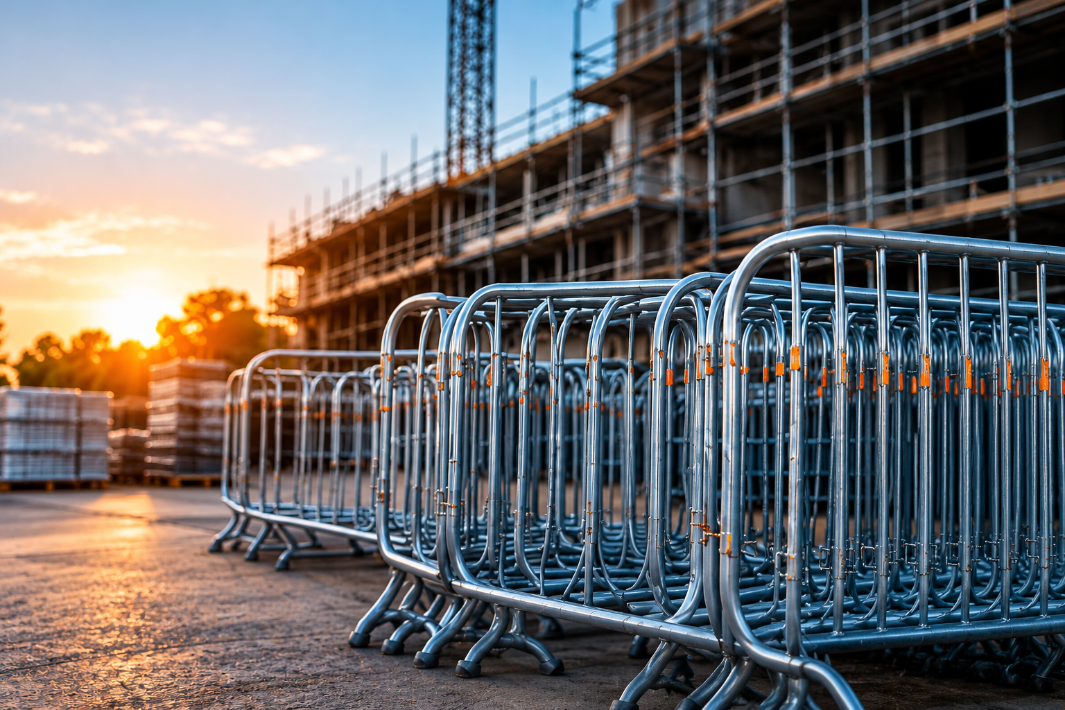 Temporary barriers at a construction site